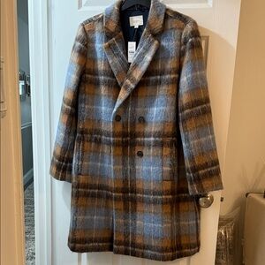 LOFT Woman’s Full Length “Fuzzy” Coat - Blue and Brown